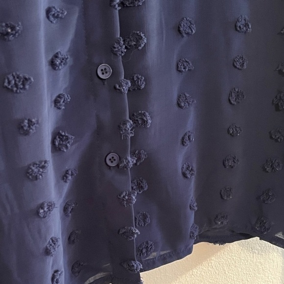 Navy blue Swiss dot blouse long sleeve - Picture 4 of 9